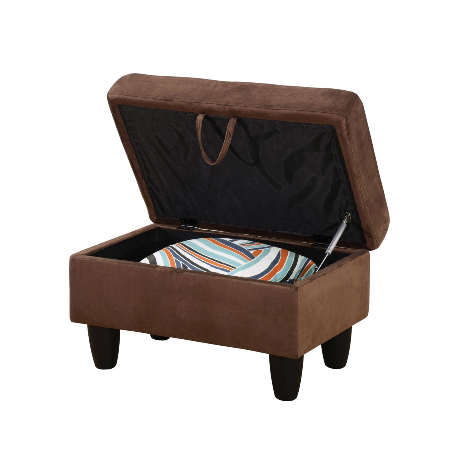 29" Storage Ottoman Bench W/ Lift Top Home Office Flannel Brown