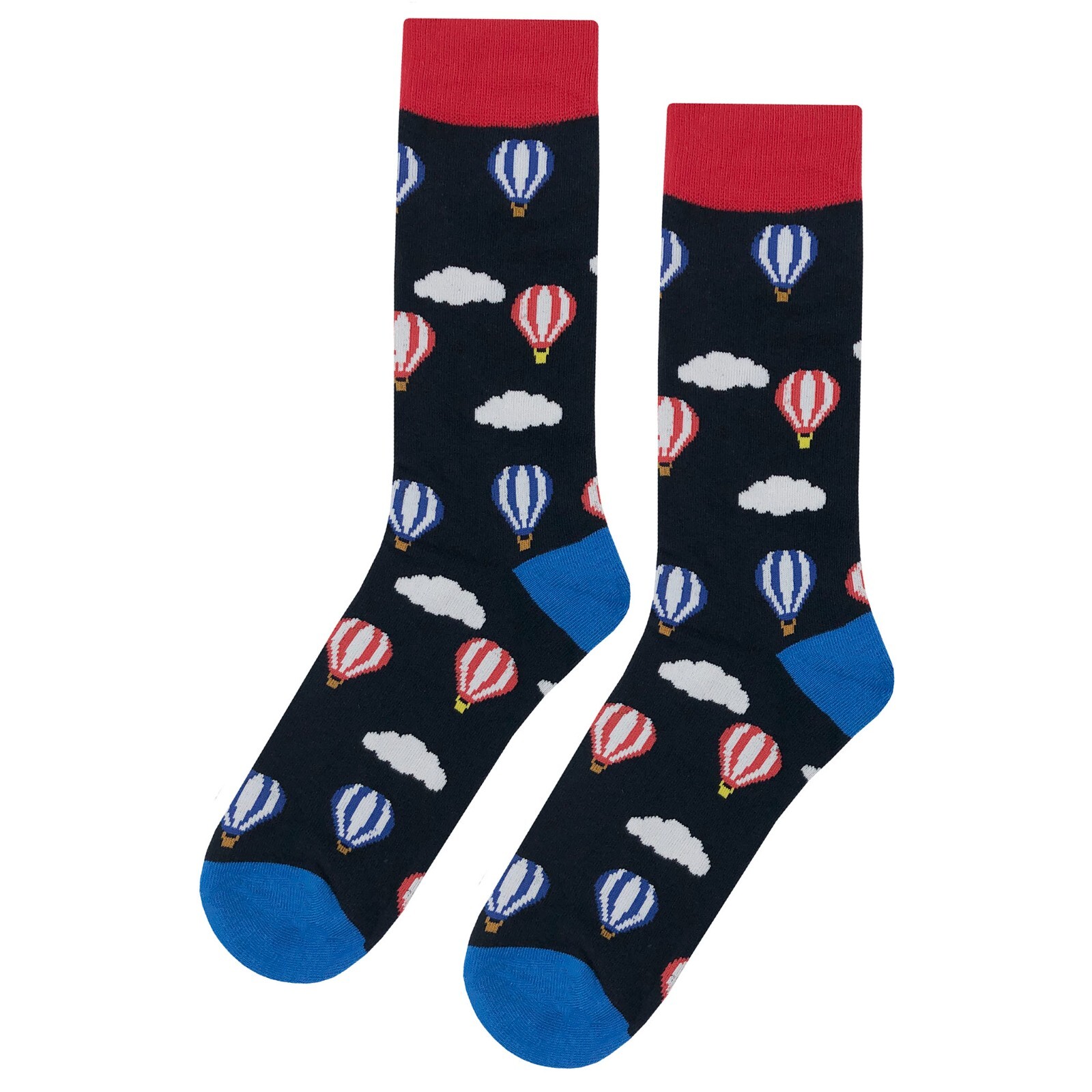 NWT Hot Air Balloon Dress Socks Novelty Men 8-12 Black Crazy Fun Sockfly