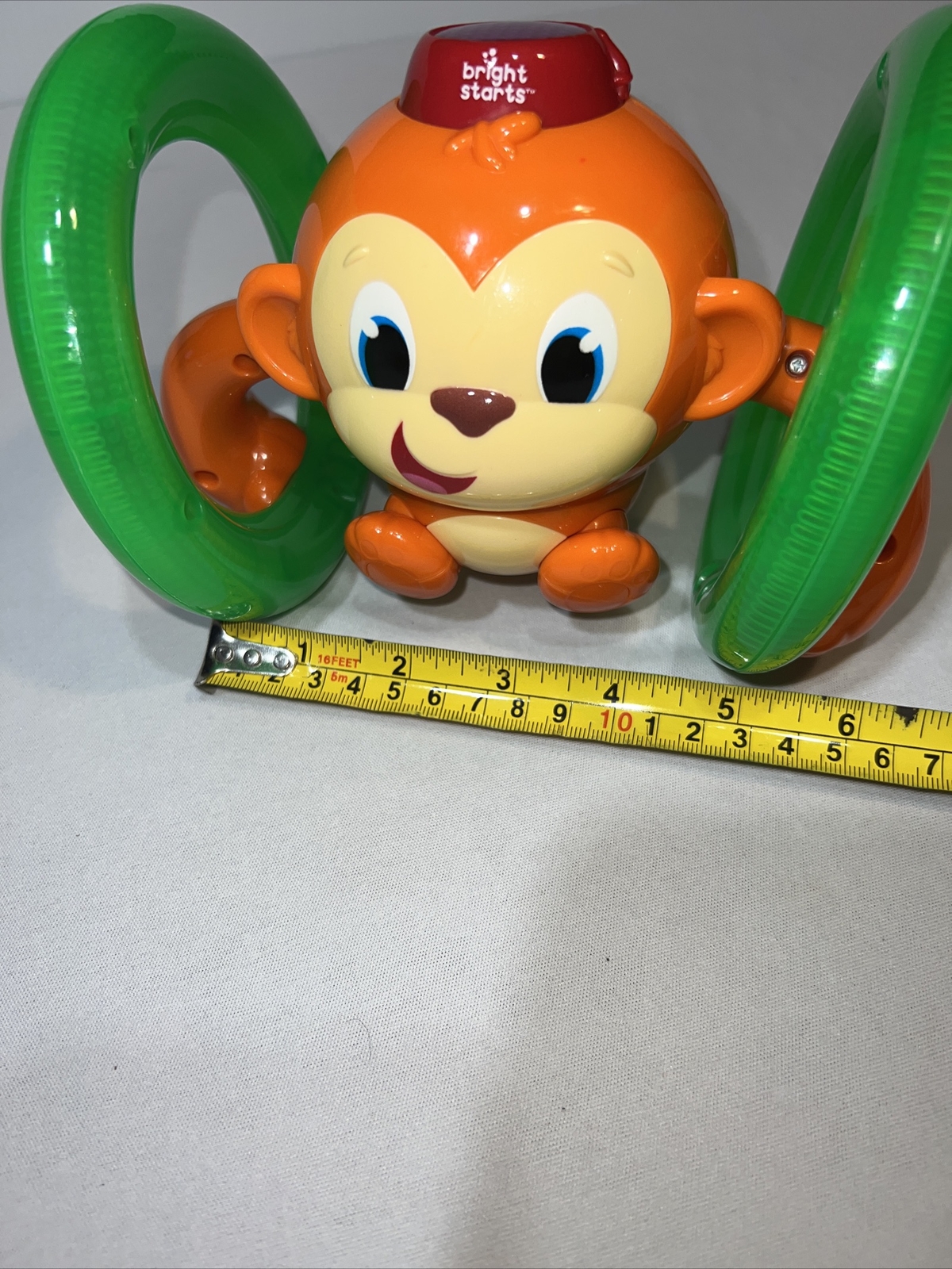 Bright Starts Light Up & Roll Orange Monkey Crawling Developmental Toy EUC