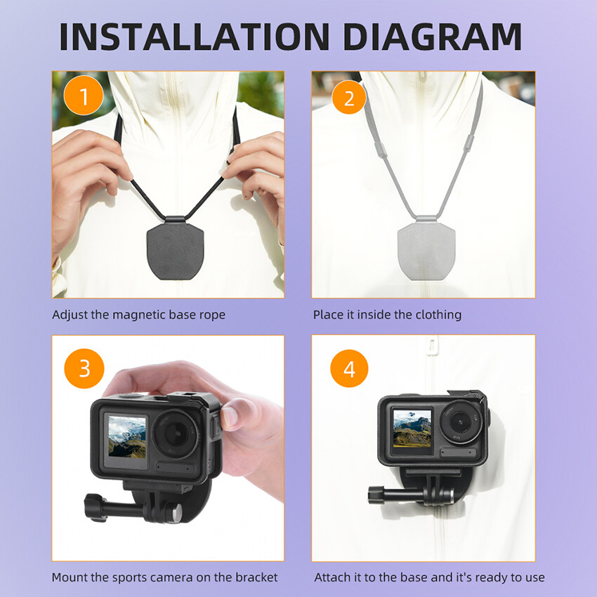 Magnetic Neck Strap Bracket Holder for DJI OSMO Action 3/Action 4/Pocket3 Camera