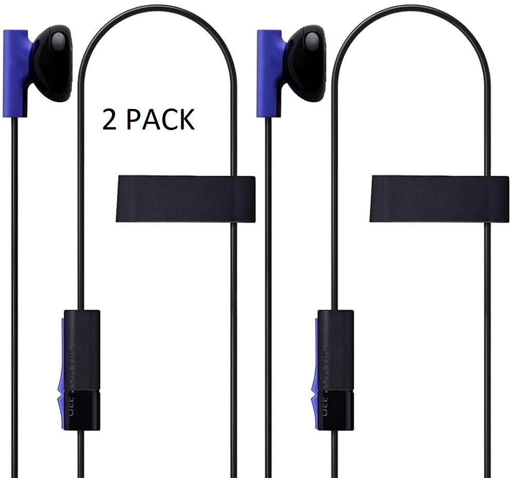 Sony Playstation 4 PS4 Mono Chat Earbud, Headphone with Mic 2 pack