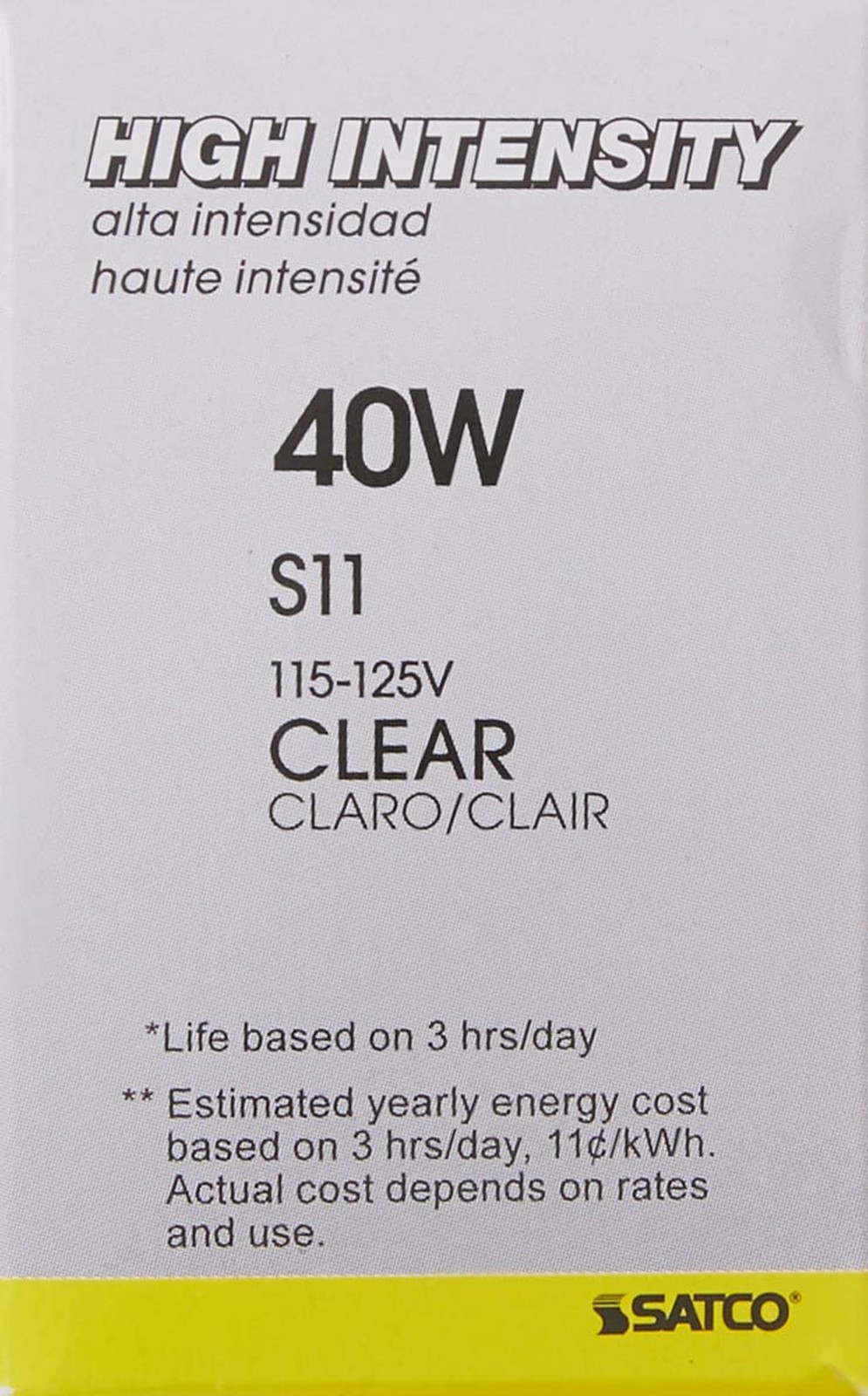 Satco S3629 Intermediate Base 40-Watt S11 Light Bulb, Clear, 1 Count (Pack of...