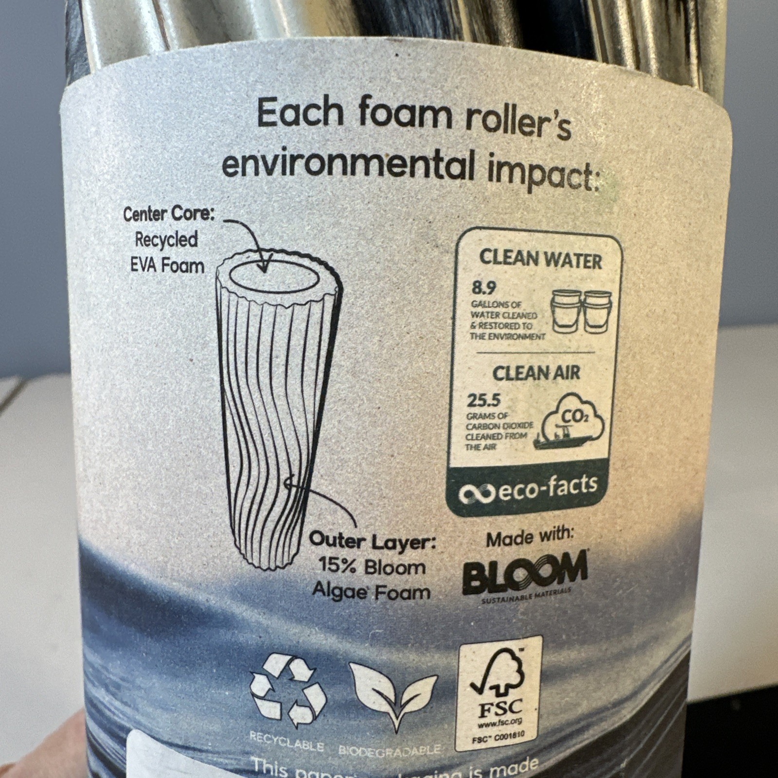 Oceanfoam Ripple Foam Roller 15% Bloom Foam Algae 11”x 3.35” Ergonomic Yoga