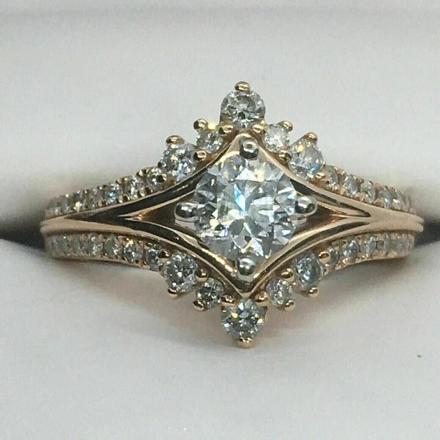 2CT Round Cut Lab Created Diamond Cluster Engagement Ring 14k Yellow Gold Plated