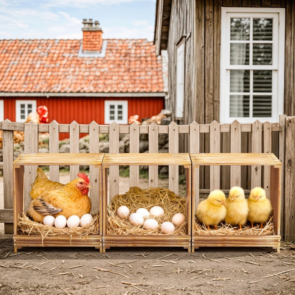 Stackable Chicken Hen Coop Hutch 3 Holes Nesting Box DIY Lay Egg Poultry Boxes