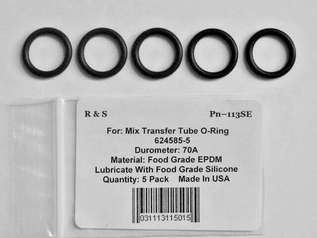 5 Stoelting 624585-5 Mix Transfer Tube O-Rings /R&S 113SE / Food Grade EPDM Mat.