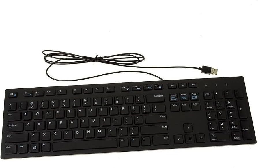 Dell KB216-BK-US Wired USB Multimedia Keyboard Full Size Quiet Keys Black PC