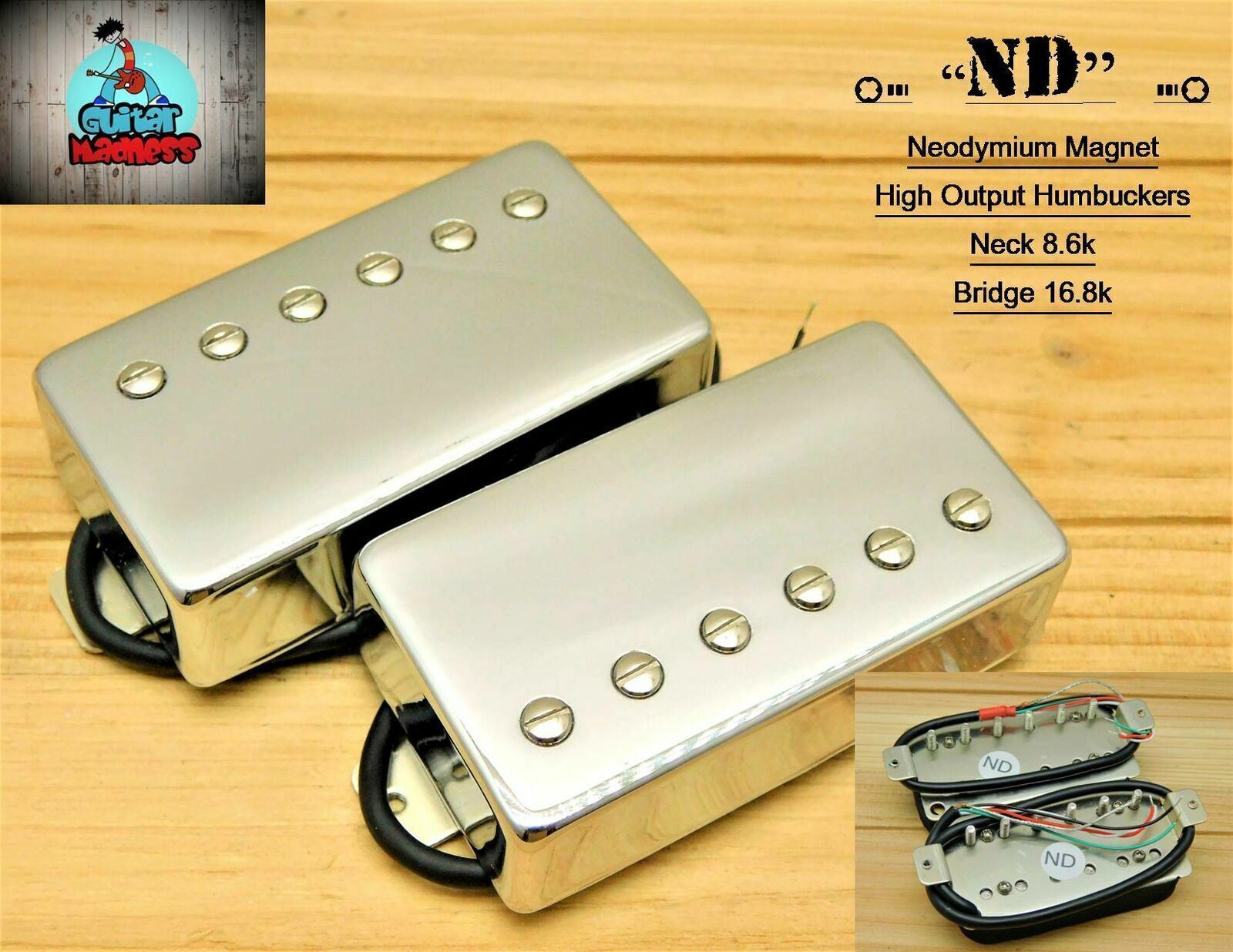 G.M. ND Humbucker Set Neodymium Magnets Chrome