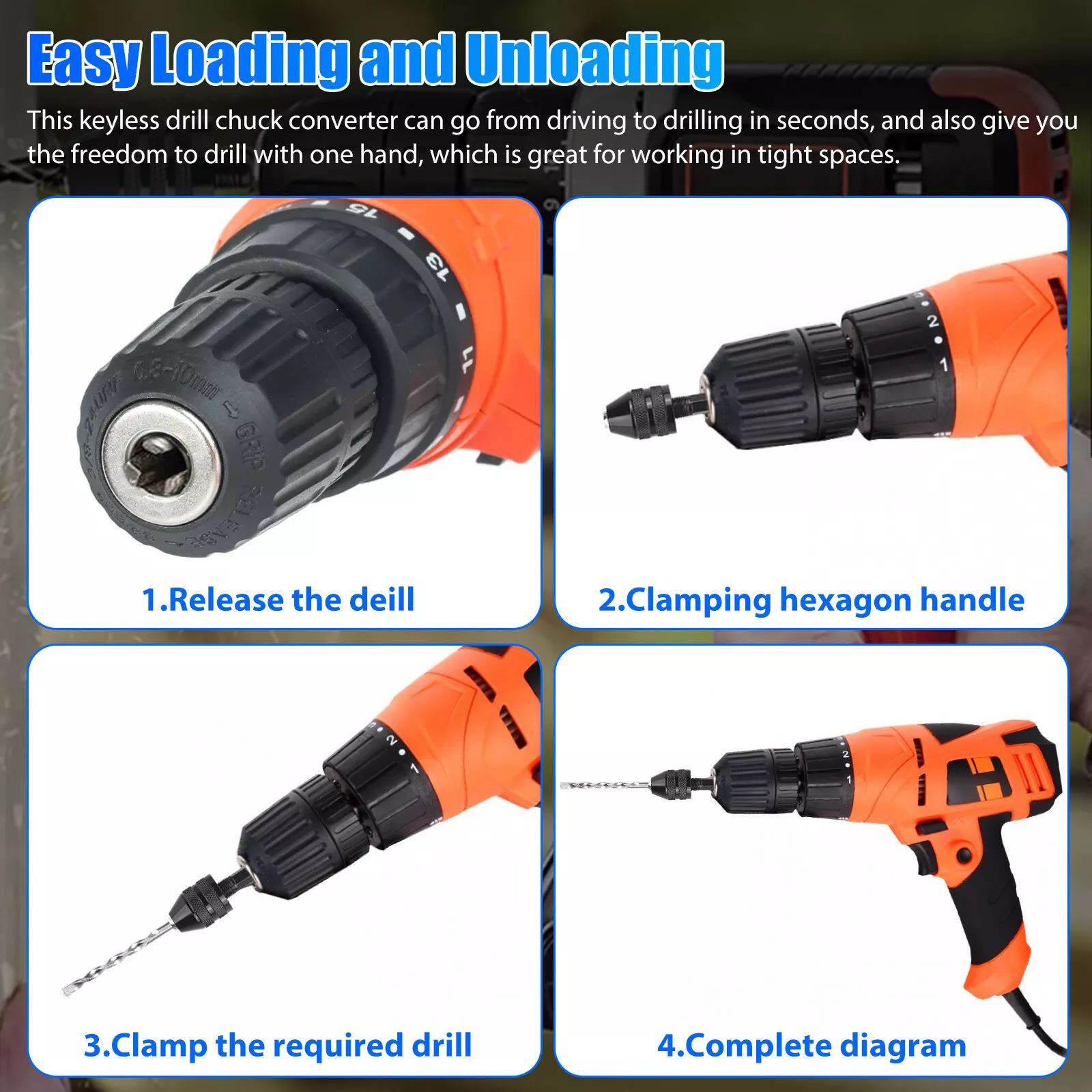 1/4inch hex shank Versatile Conversion Drill chuck for cordless screwdrivers