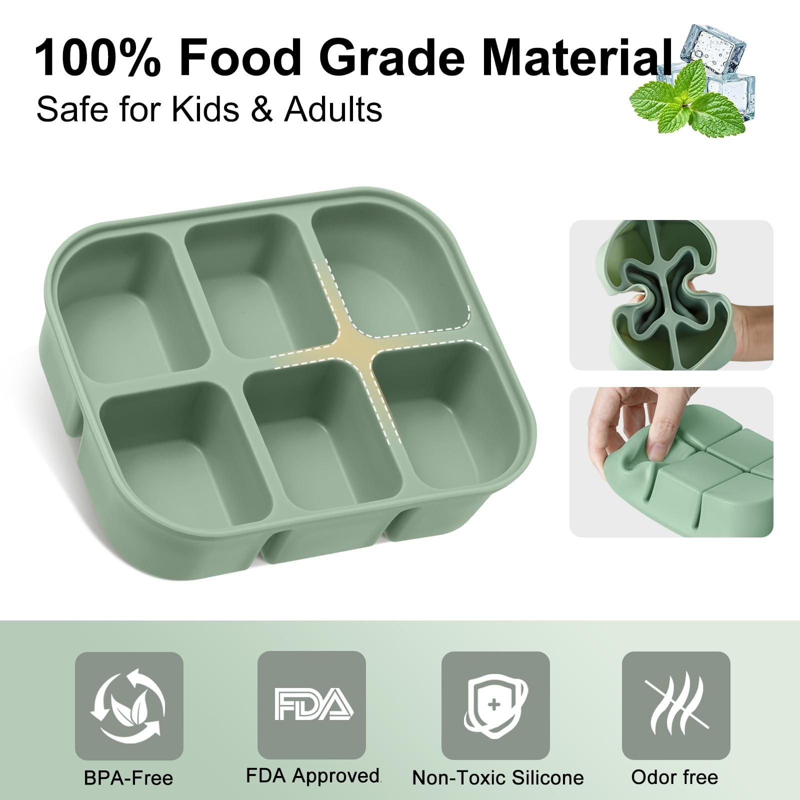 Tvmania Ice Cube Tray 2 Pack Large Silicone Square Ice Maker Removable Lid