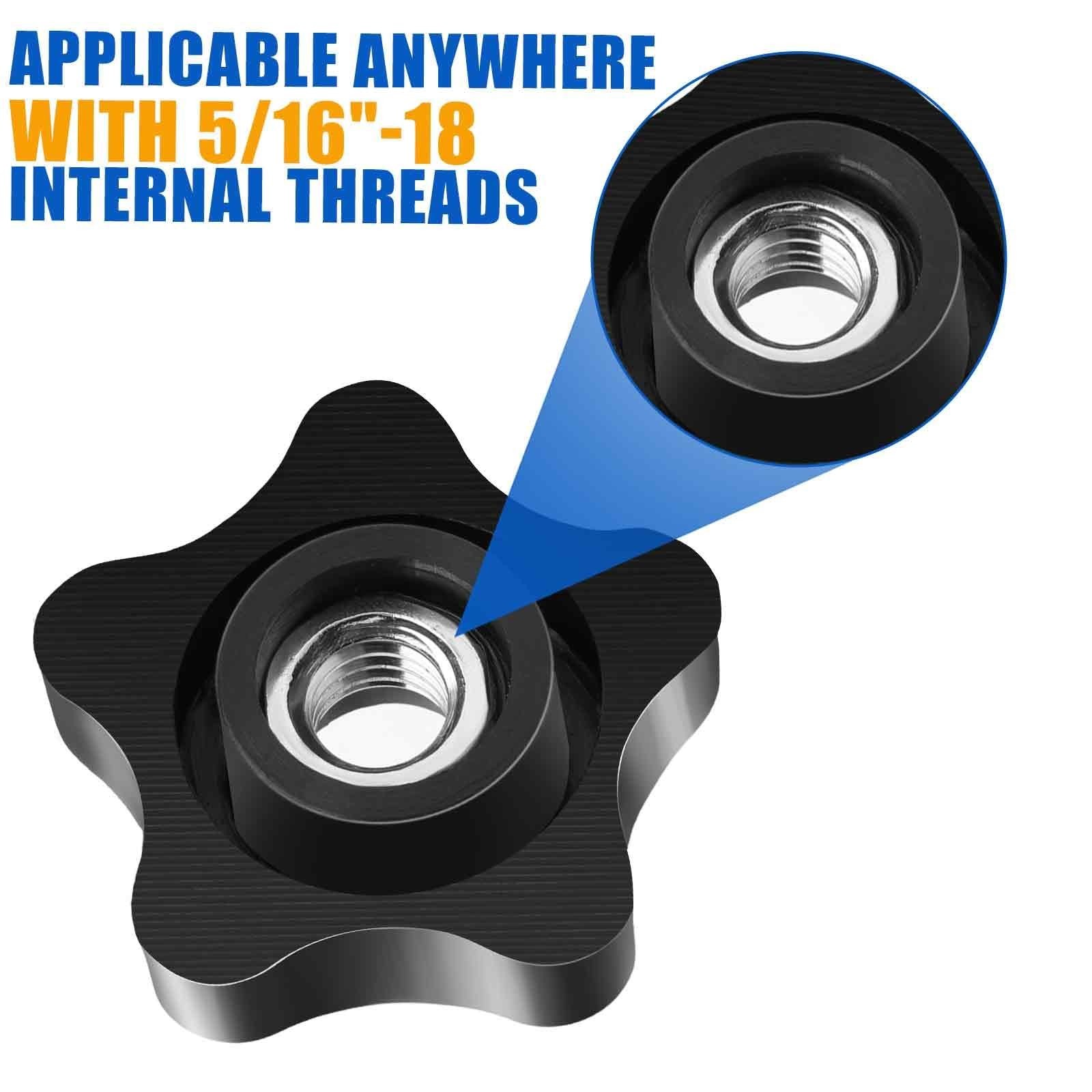 4 Pcs Threaded Knobs 5/16-18 Knob Star Knobs Female Thread Knobs Clamping Nut...