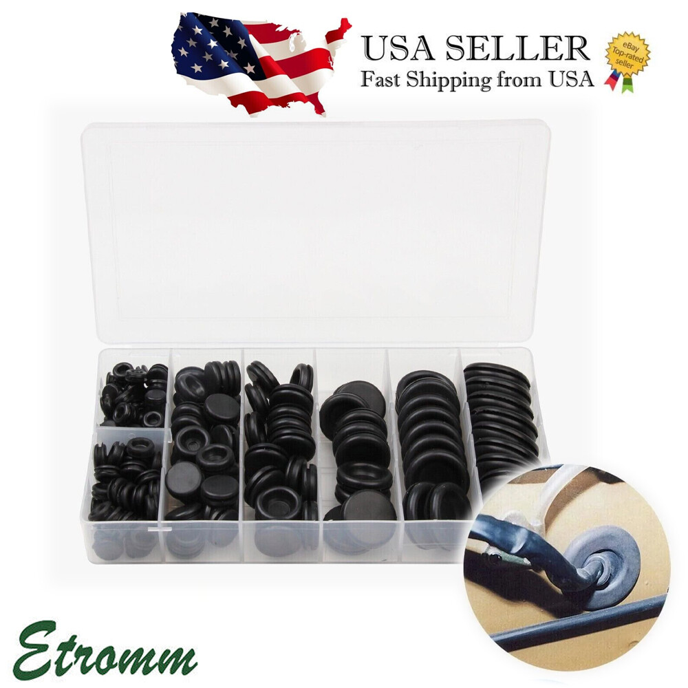 170PCS Rubber Grommet Electrical Wiring Gasket Assortment Firewall Hole Plug Kit