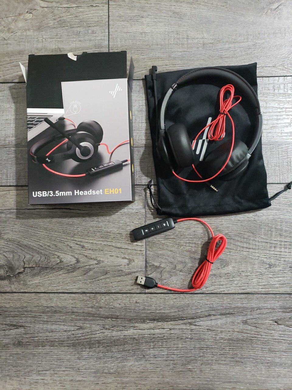 USB/3.5mm Headset EH01 with Mic for PC,  Phone, Tested Working