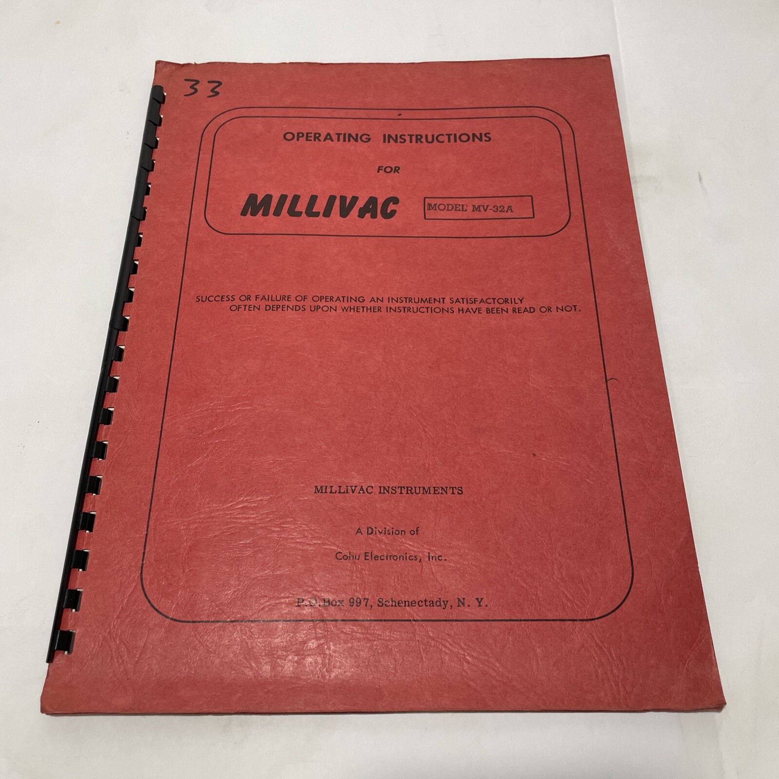 Millivac Model MV-32A RMS Millivoltmeter Operating & Servicing Manual