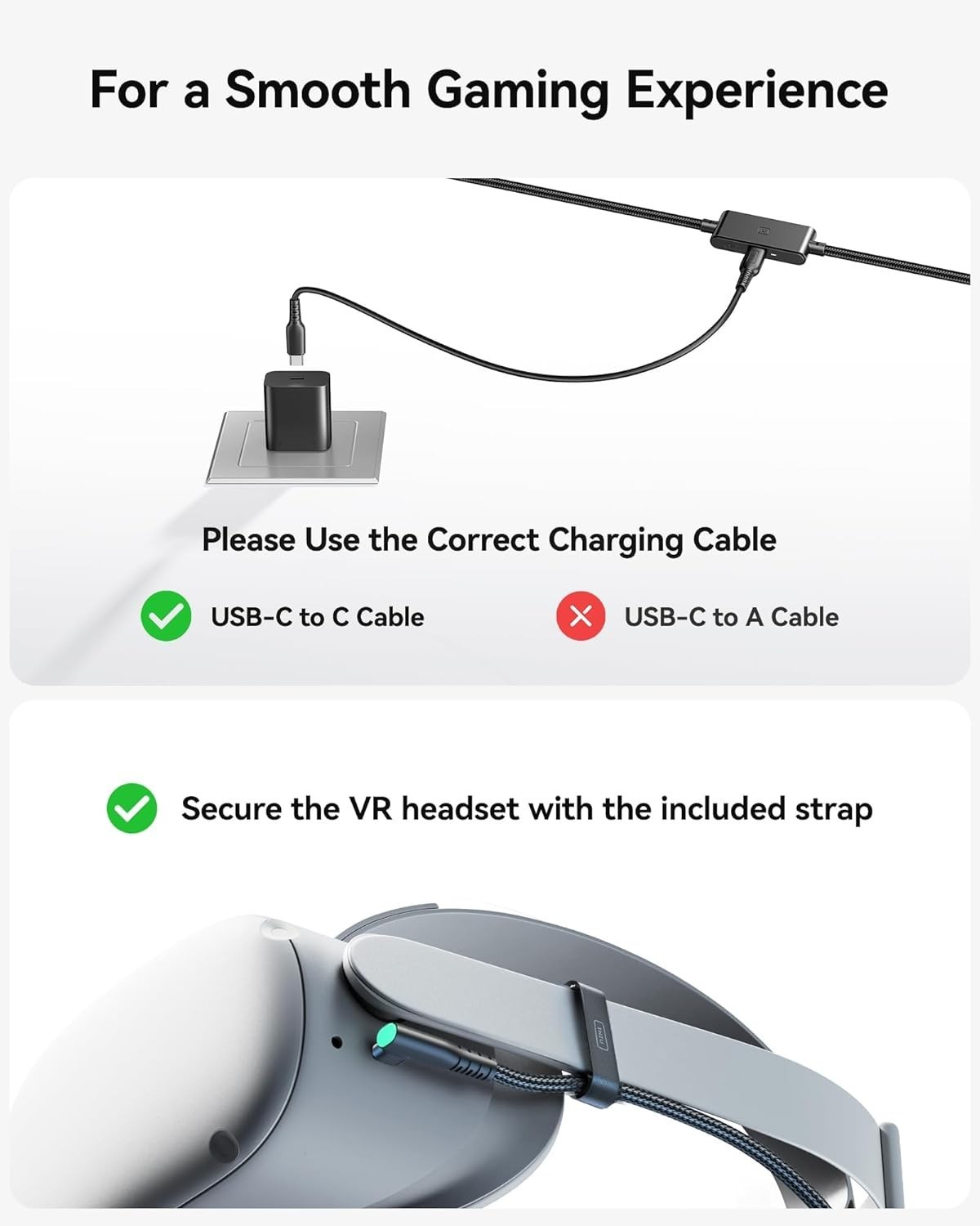 16FT High Speed Data & Charging Cable for Virtual Reality Headsets, Certified