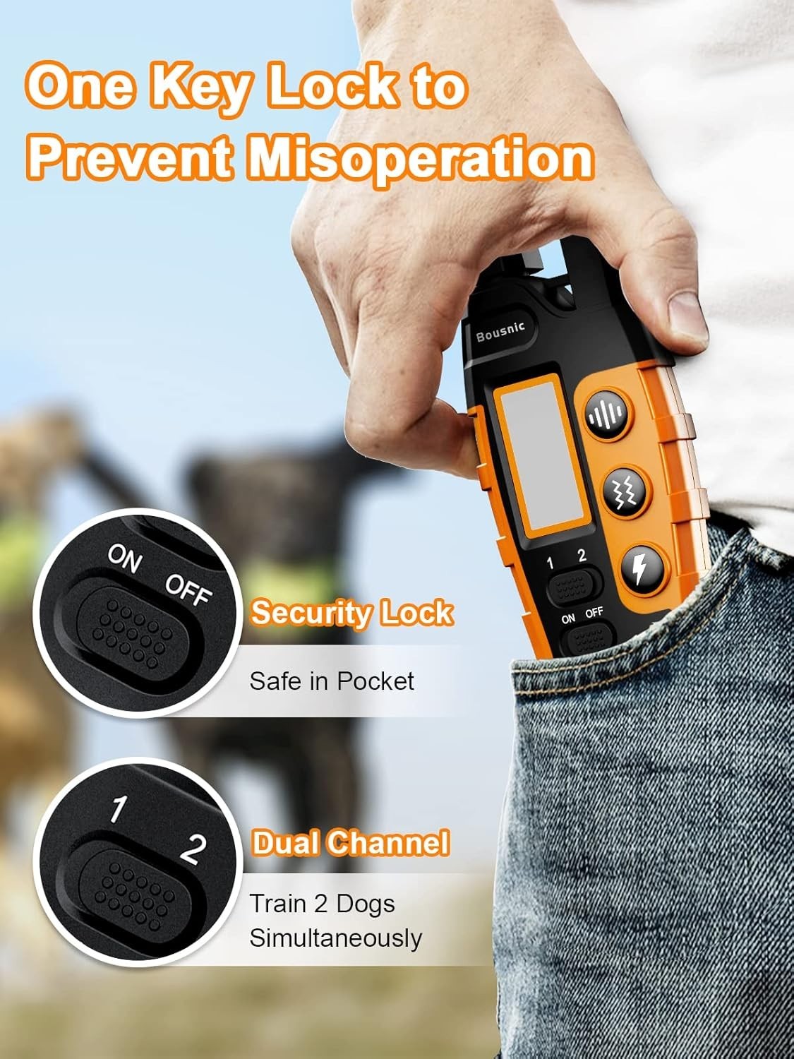 3300 ft Waterproof Dog Shock Collar for 2 Dogs - Beep, Vibration, Shock Modes