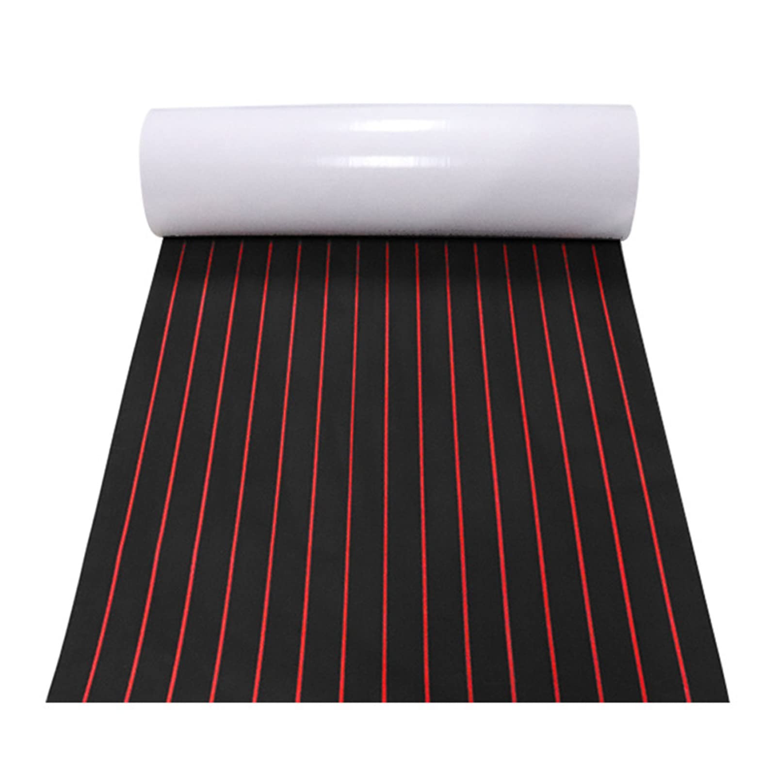 EVA Foam Teak Sheet 95x35.5 Self-Adhesive Marine Boat RV Flooring Black Red Seam