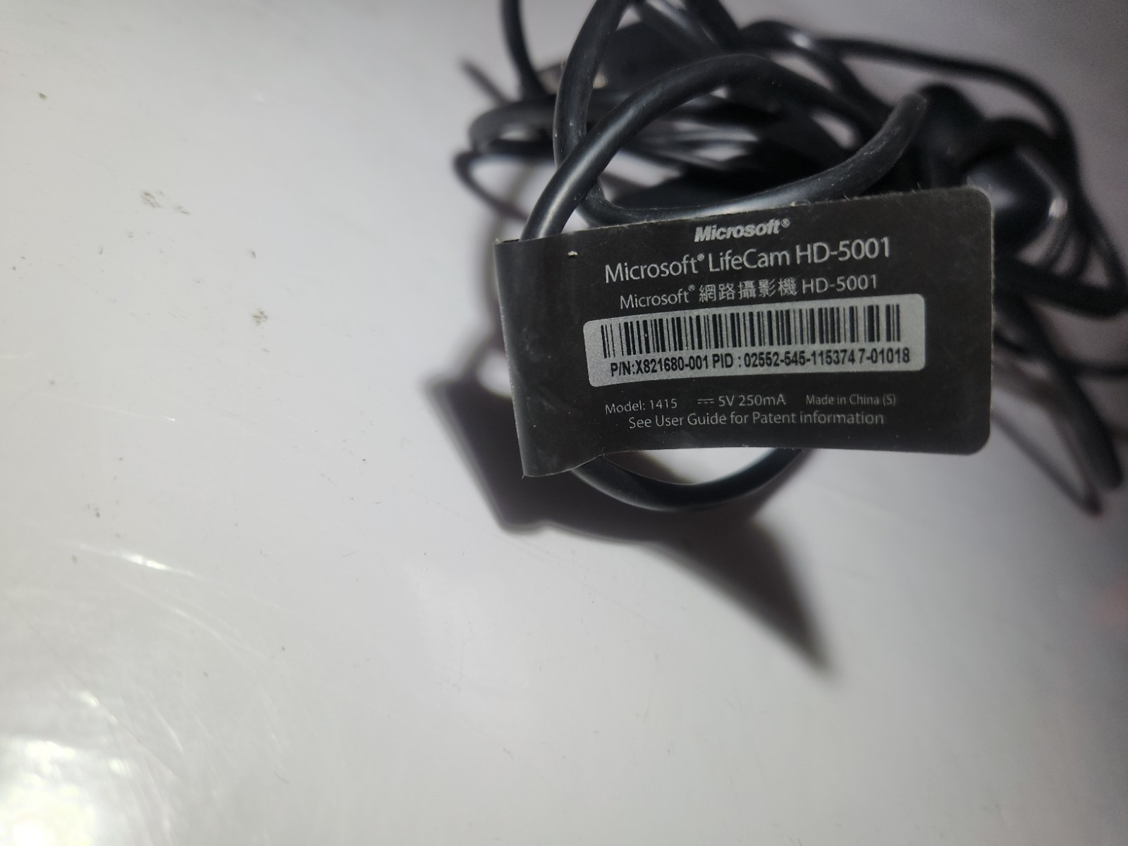 Good Condition Microsoft LifeCam HD-5001 Tested Working While/Black