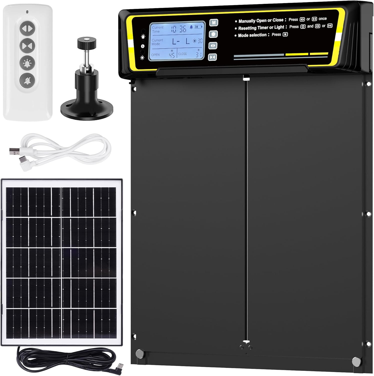 Automatic Chicken Coop Door with Timer & Light Sensor，5000Mah Battery & 3.7W Sol