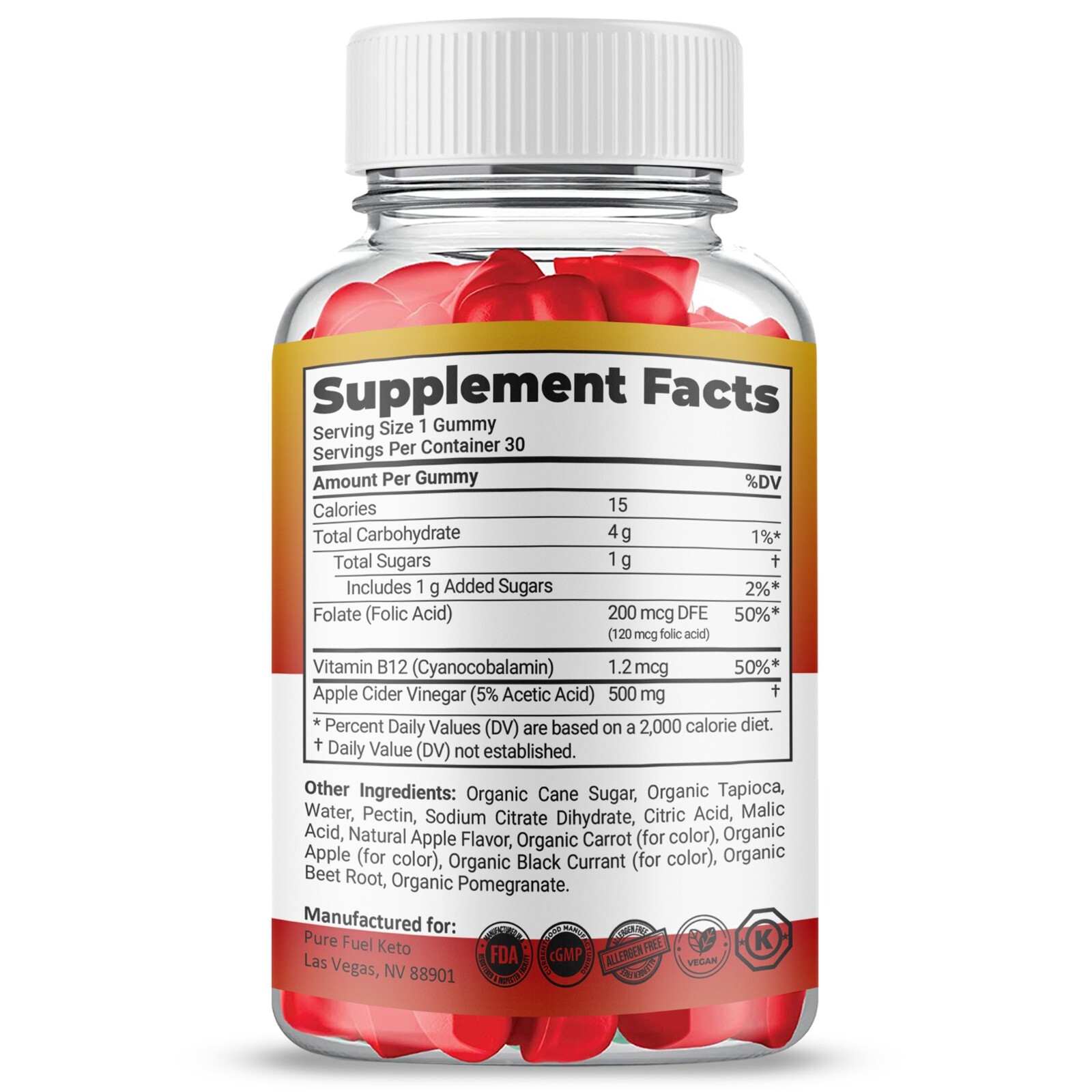 Pure Fuel Keto ACV Gummies, Purefuel Gummies Max Strength Official (3 Pack)
