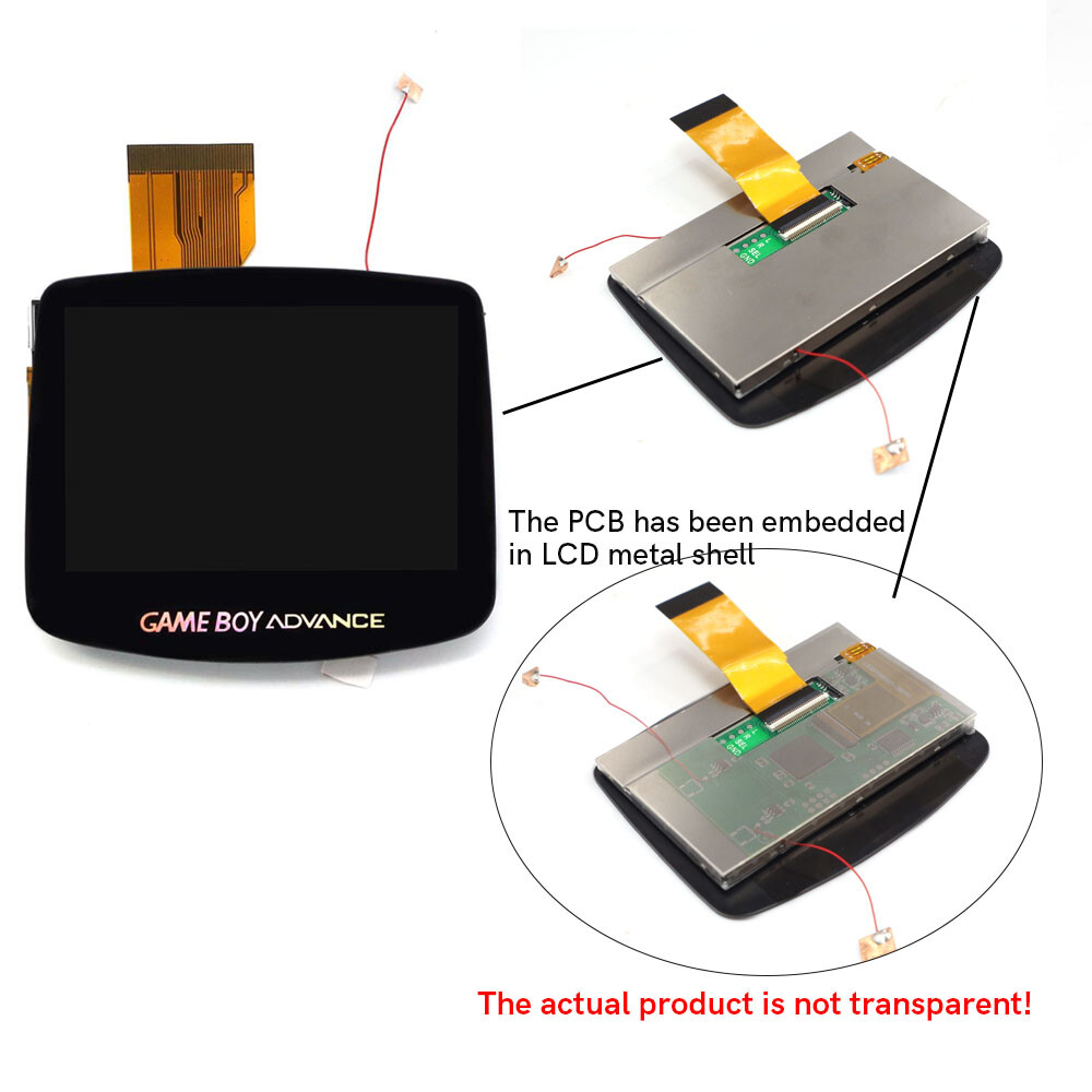 Drop in GBA IPS V5 LCD Laminated Screen Kit W/Battery Shell For Gameboy Adavance