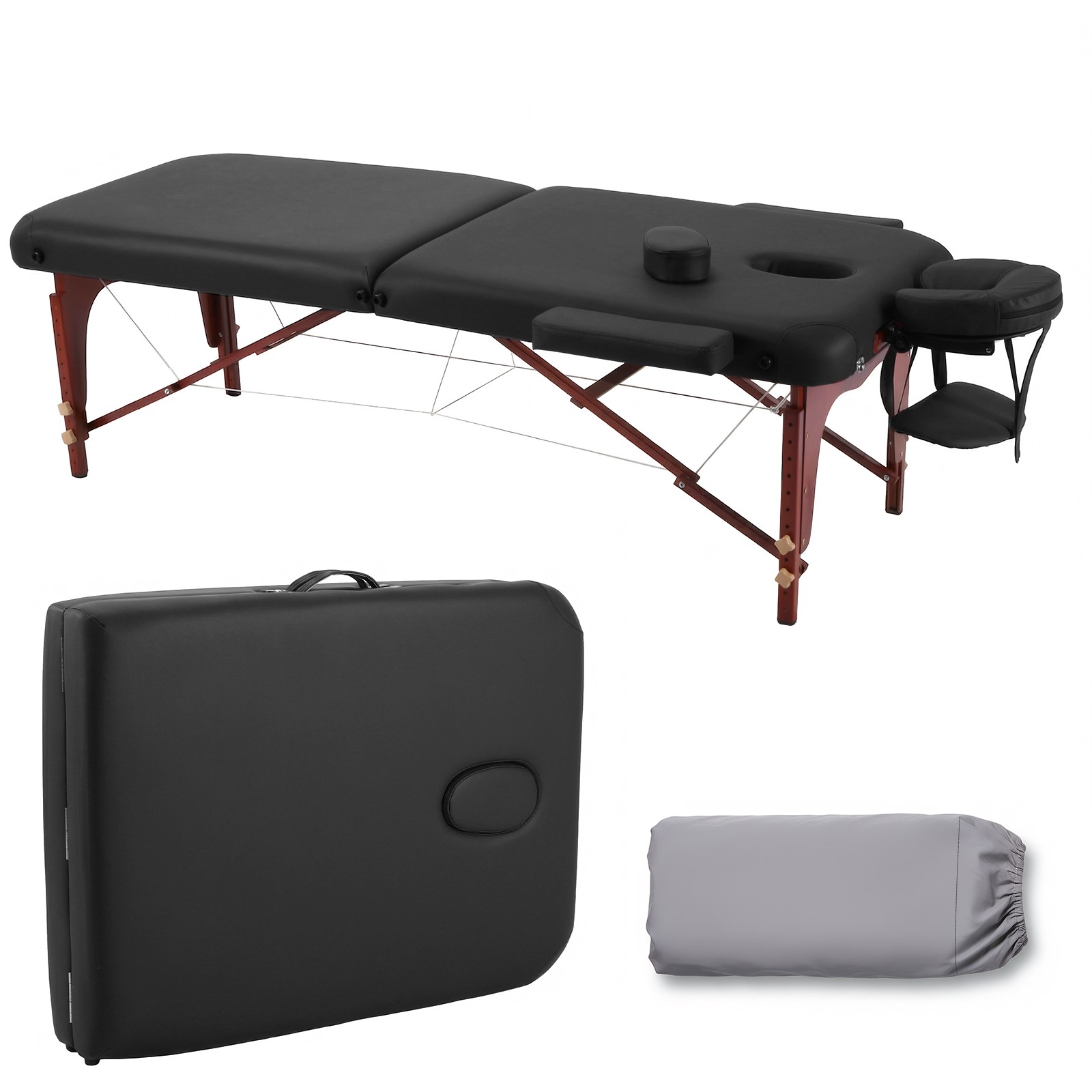Portable Physical Therapy Massage Table - Stretching Treatment - Black