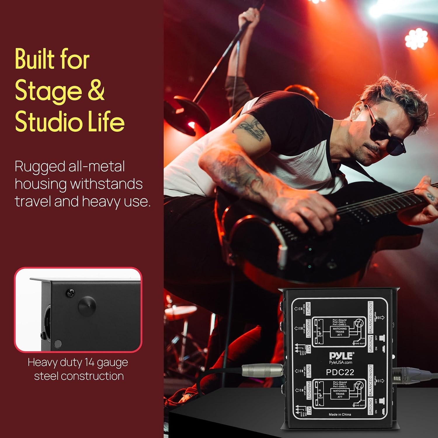 -PRO Premium Direct Injection Audio Box - Passive DI Unit Hum W/ Input
