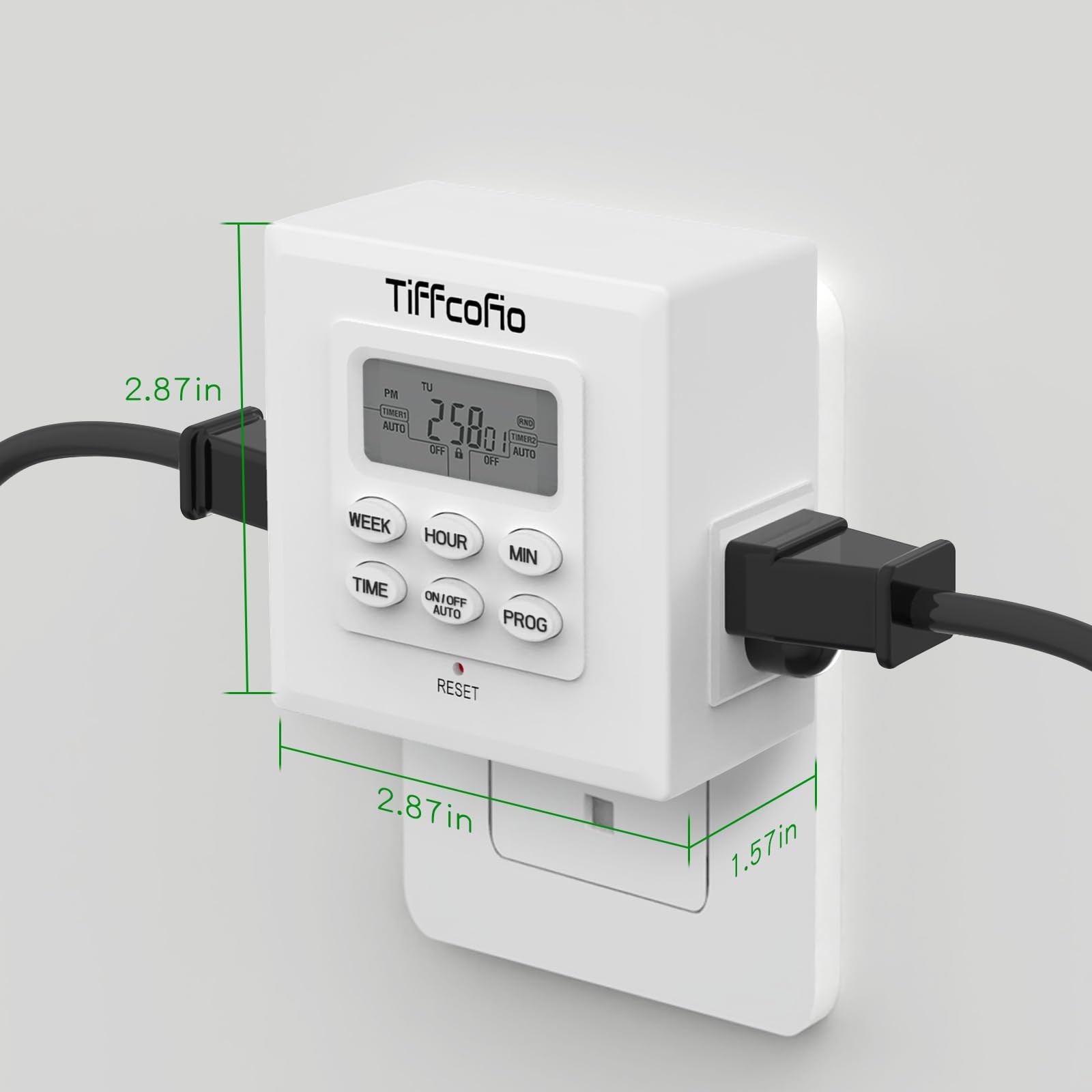 Tiffcofio Indoor Digital Light Timer, 7 Day Programmable Plug in Outlet White