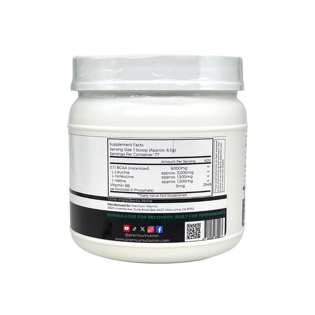 BCAA Amino Acids + B6 Supplement Powder | Unflavored | 77 Servings