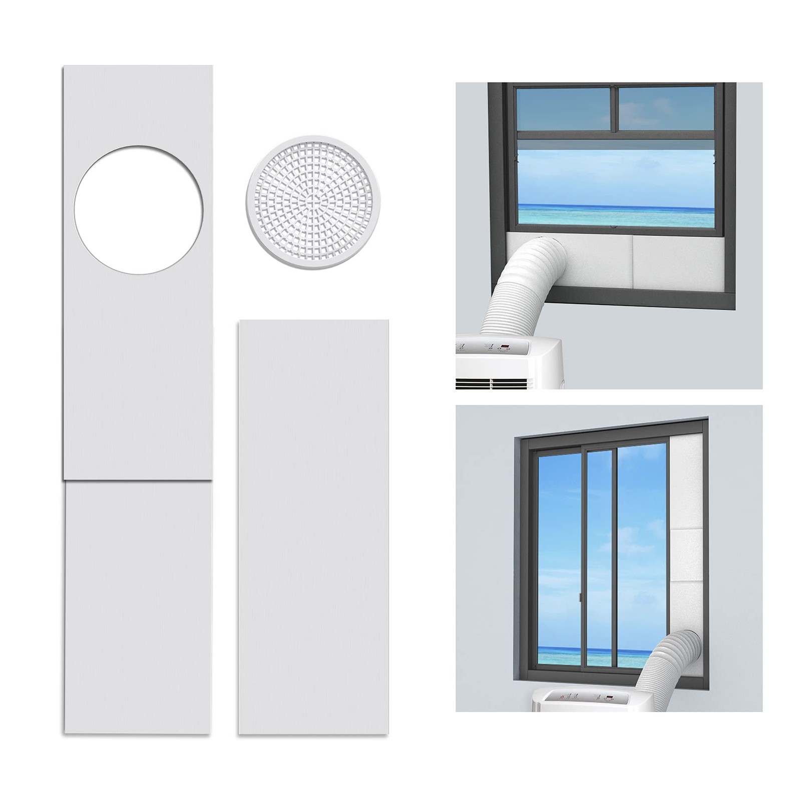 LBG Products Portable Air Conditioner Window Seal Plates Kit, Vertical AC Window