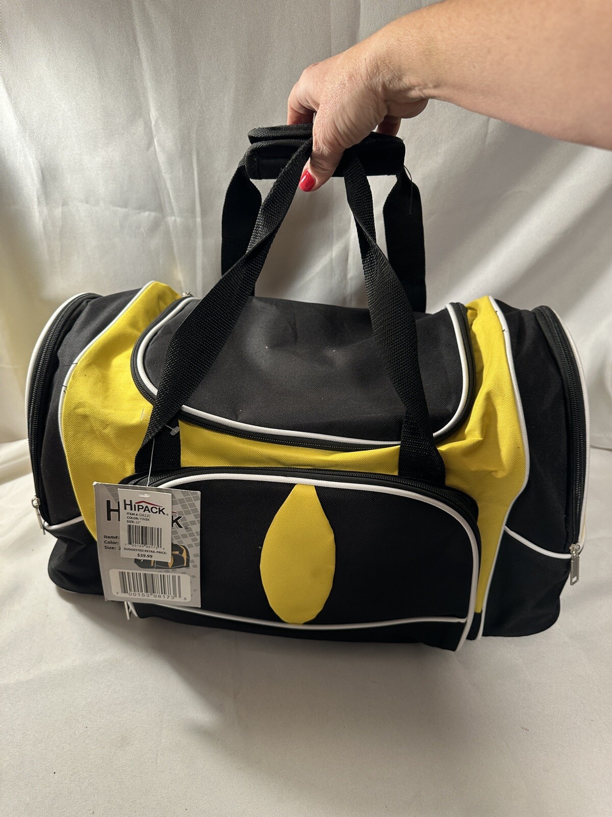 NWT Hipack Yellow Black Duffle Bag Gym Luggage Carry On  Bag 22" Sports Travel