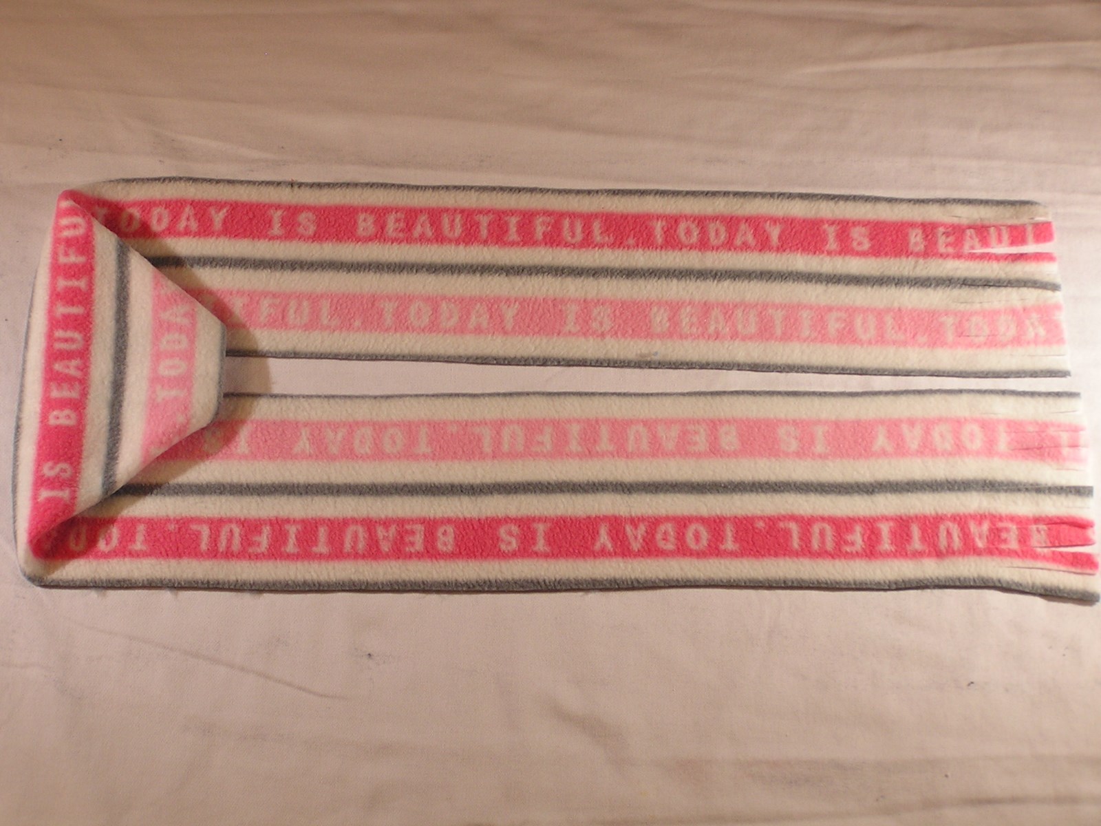 Today Is Beautiful Fleece Scarf for kid or pet Pink and White