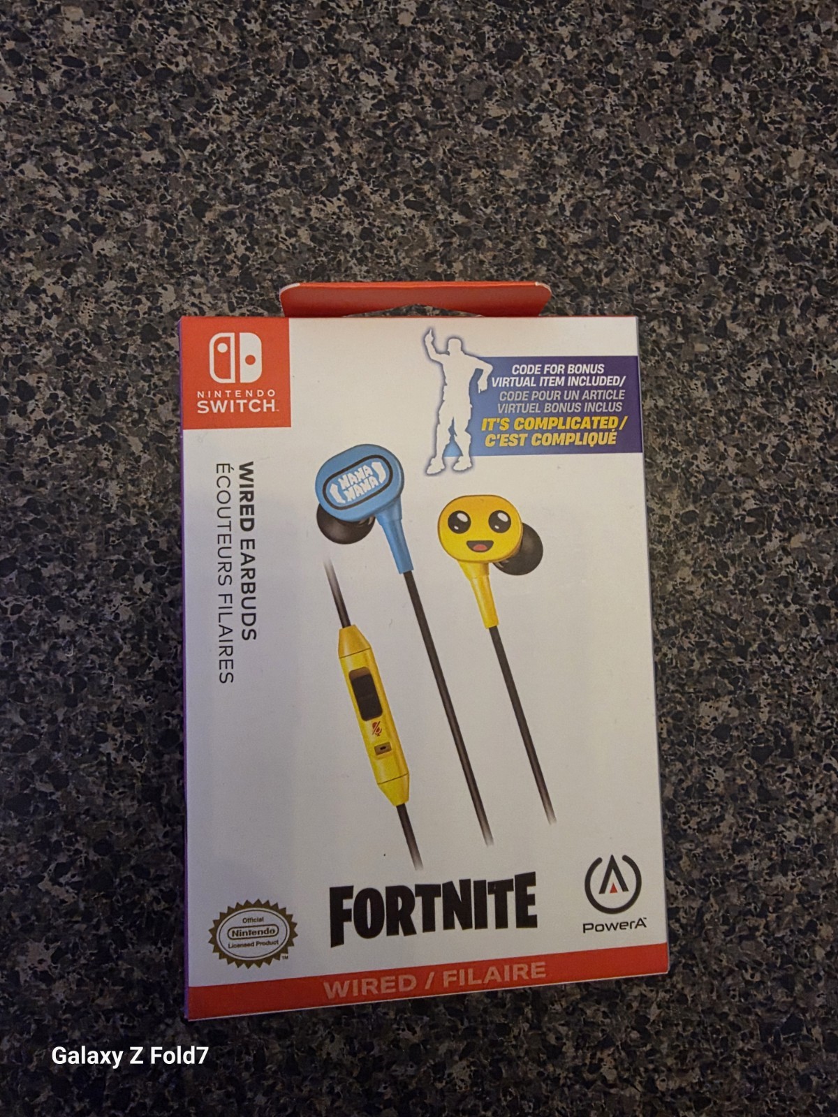 Fortnite PowerA Wired Earbud Headphones With Mic - Emote Code "It's Complicated"