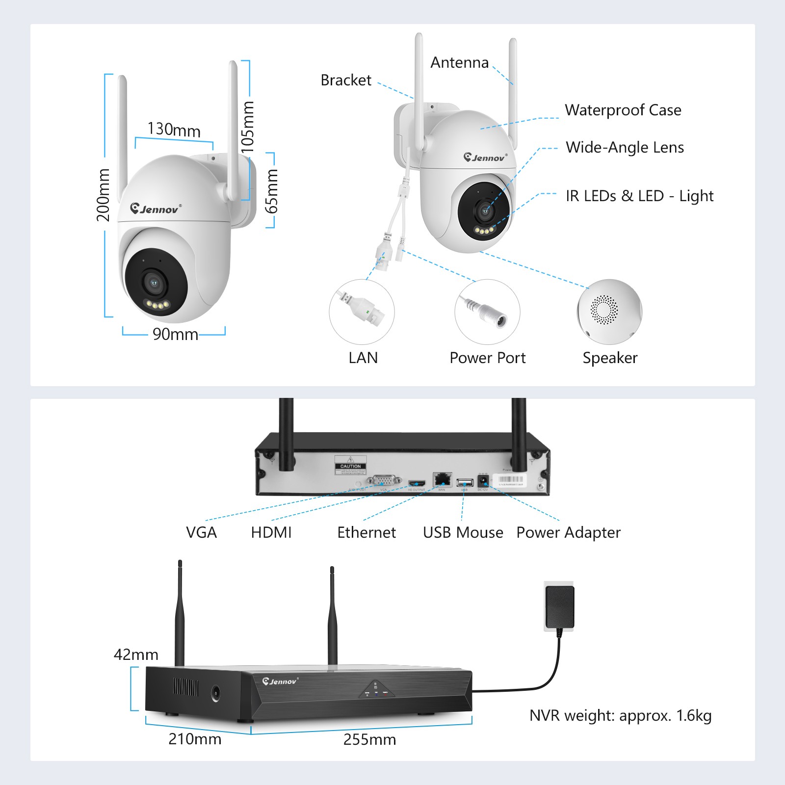 5MP WiFi Camera Security System Wireless Outdoor Audio PTZ Camera 10CH 1TB NVR