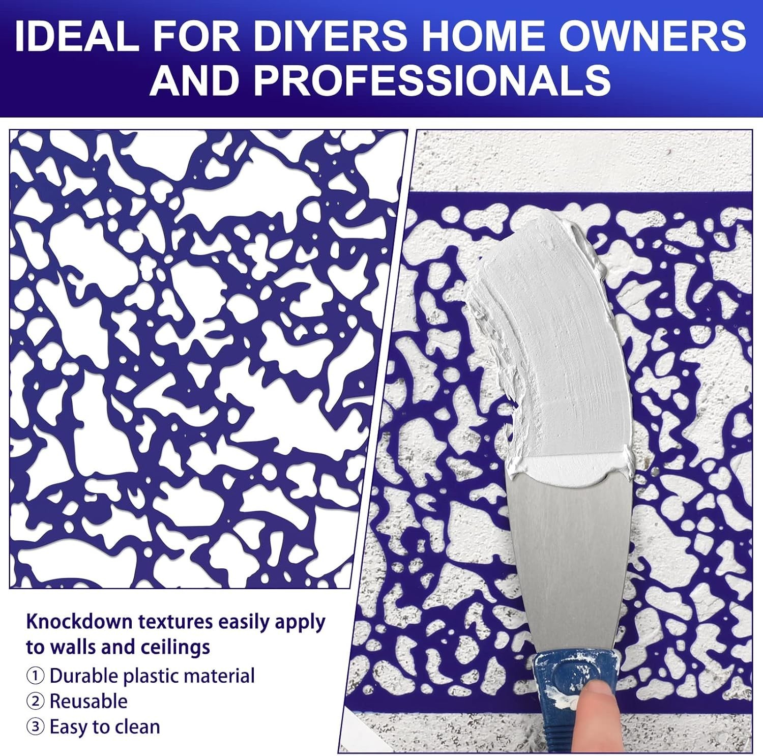 Versatile 8x8 Knockdown Texture Spray Stencils – Easy Wall Refinishing