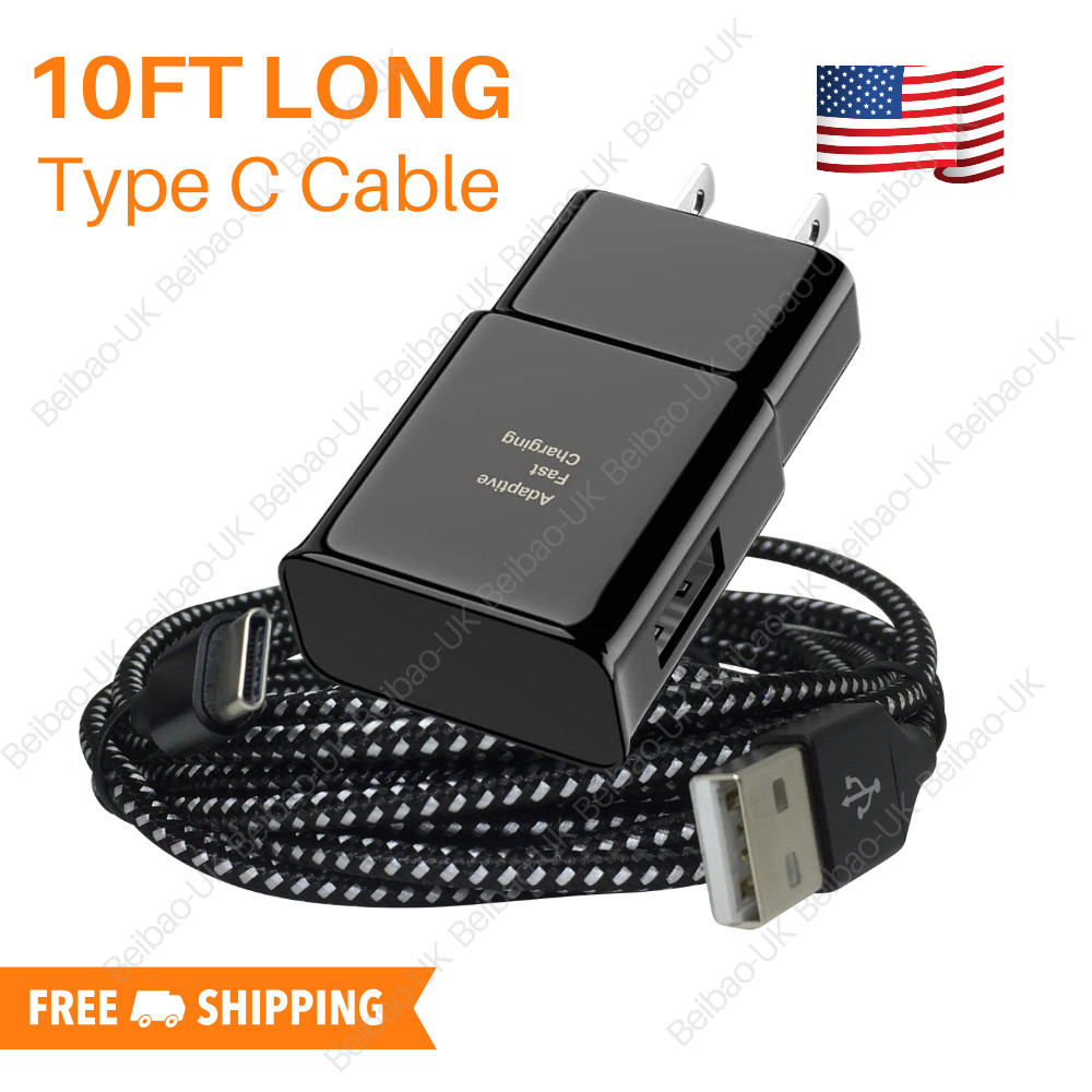 USB Fast Charger Wall Block 10Ft Type C Charging Cable For Samsung Android Cord