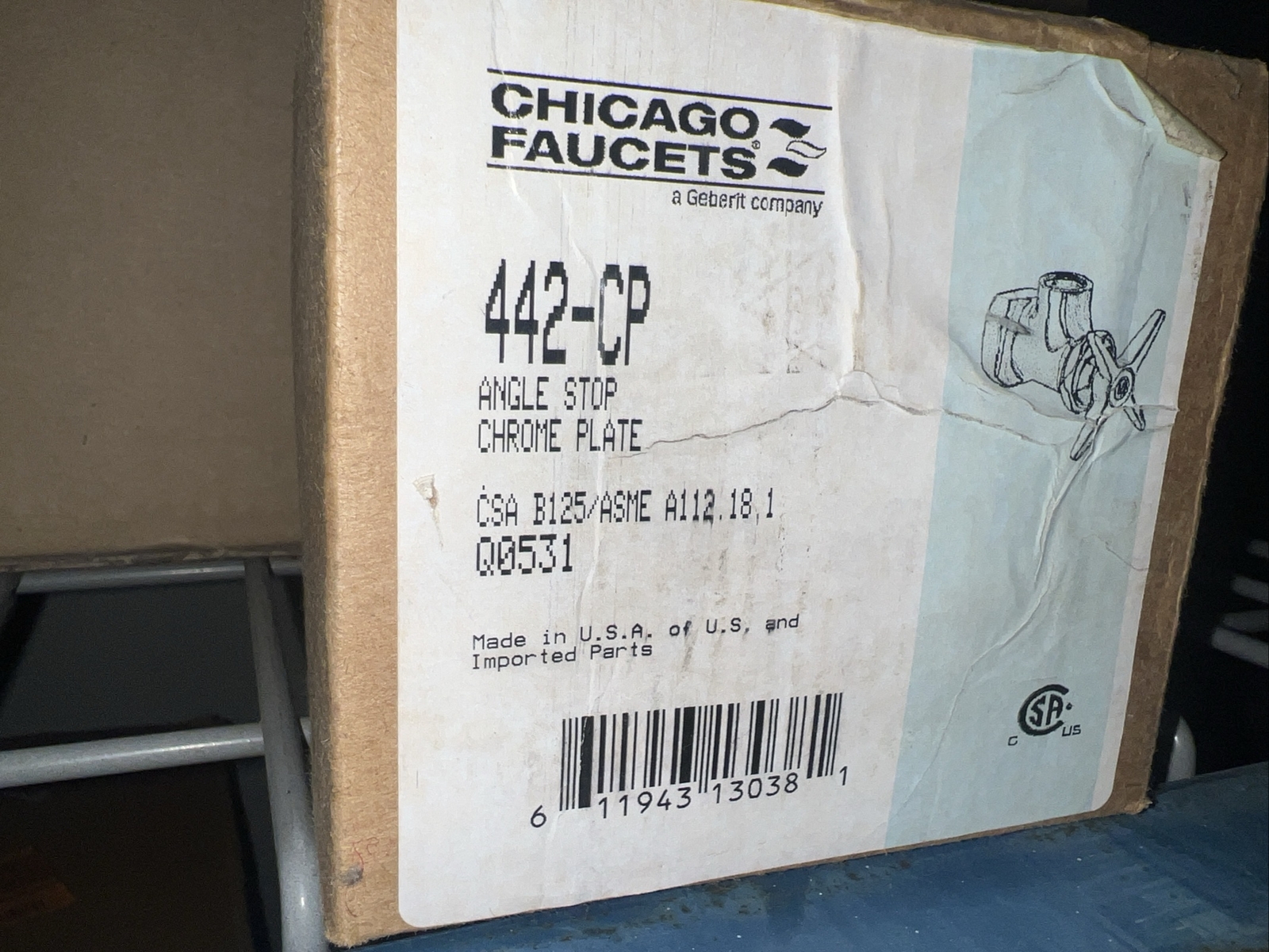 Chicago Faucet 442-CP Solid Brass Angle Stop 1/2 X 1/2
