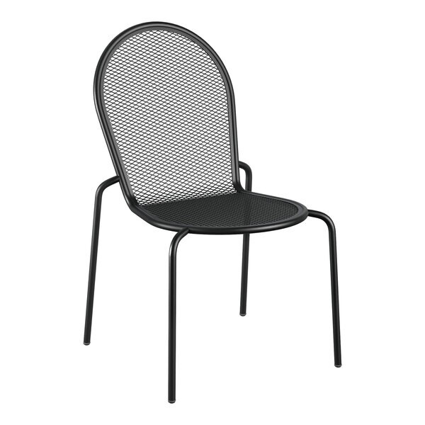2 PACK All Weather Corrosion Resistant Black Metal Restaurant Patio Dining Chair