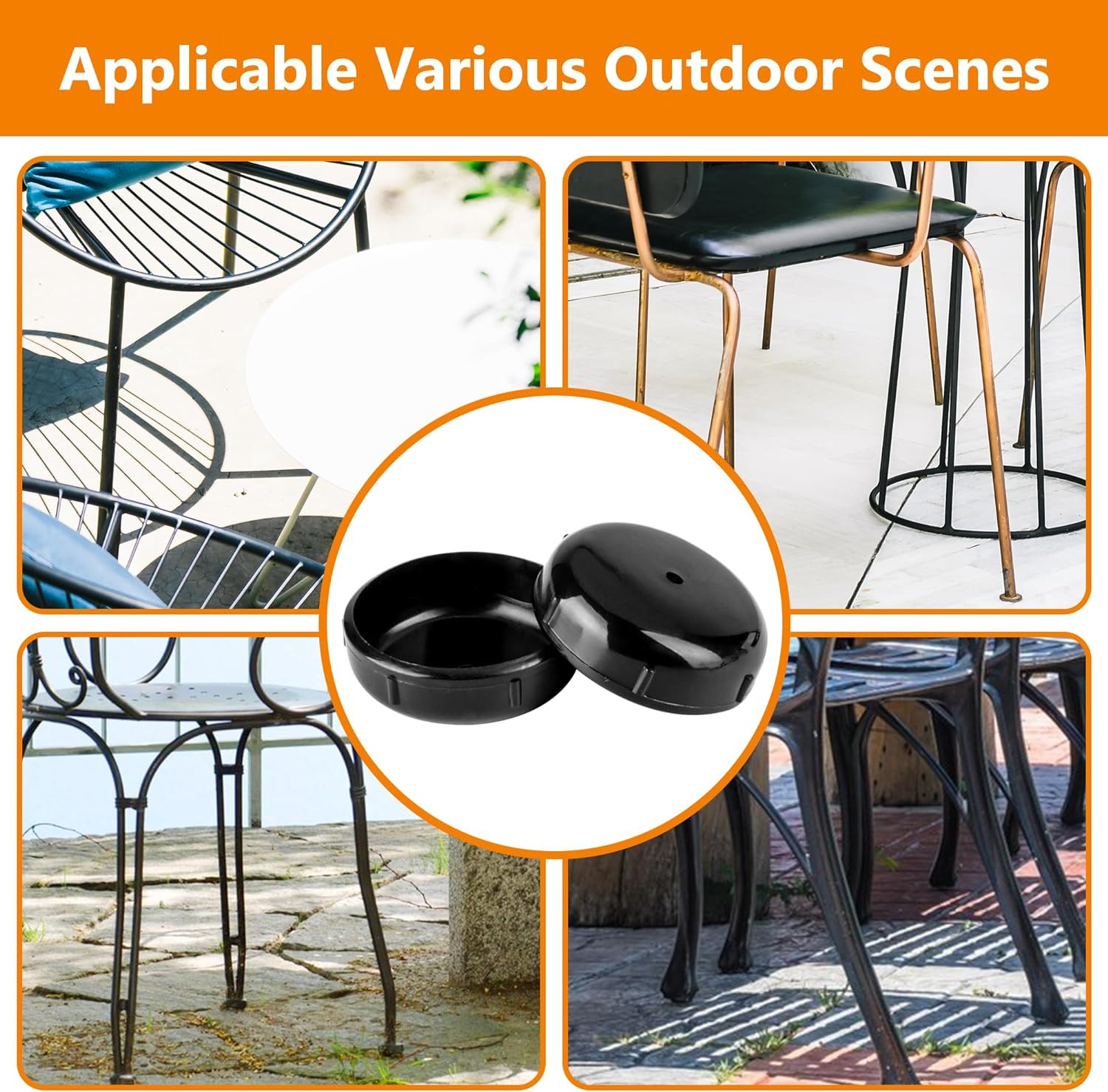 24-Pack Wrought Iron Patio Furniture Feet Caps 1-1/2 Inch round Plastic Outdoor