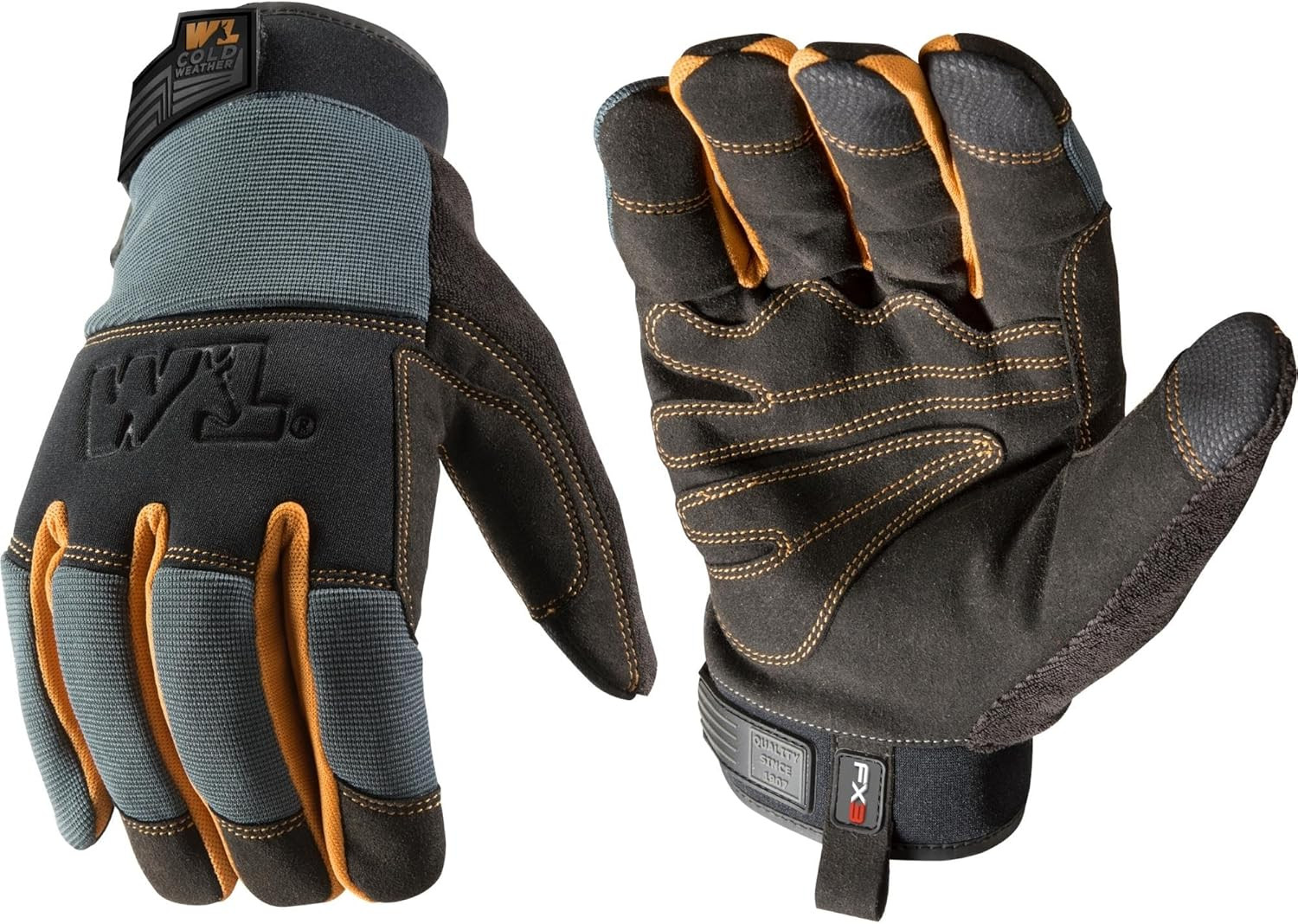 FX3 Men'S Extreme Dexterity Extra Wear Winter Work Gloves, Gray Large 7796