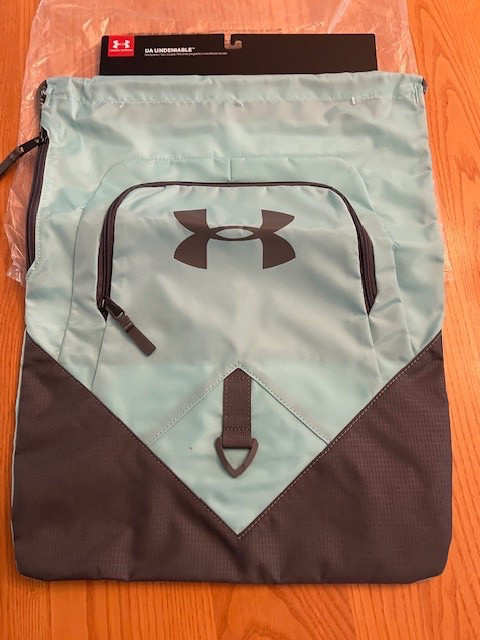 Under Armour Undeniable Sackpack Aqua Black 20L UA Storm Drawstring Bag NWT