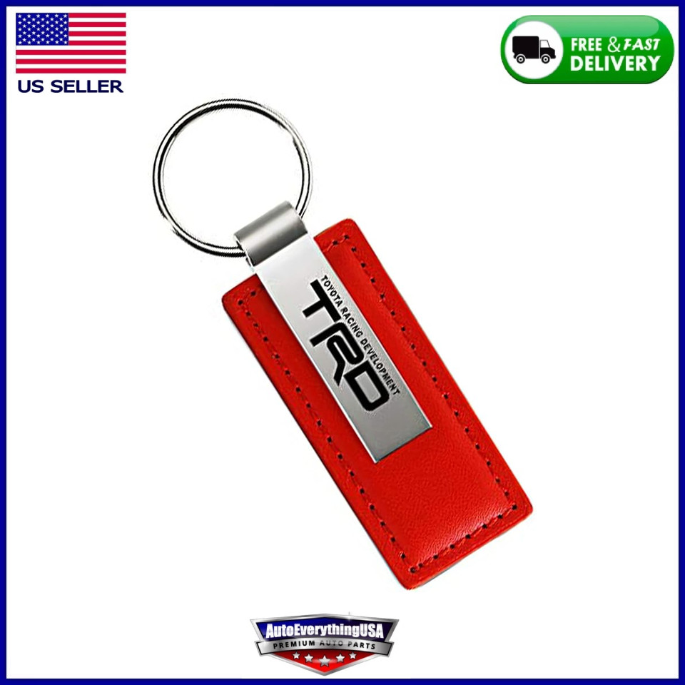 Au-TOMOTIVE GOLD Rectangular Leather Key Chain for Toyota TRD (Red)
