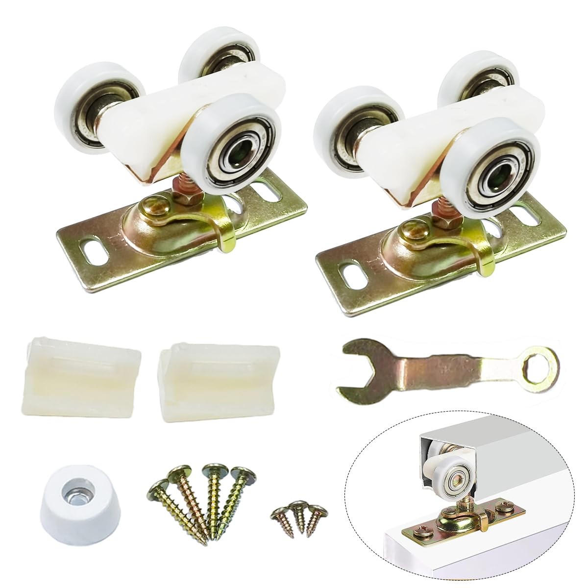 2 Pack Sliding Pocket Door Rollers Replacements Top Hanger Door...