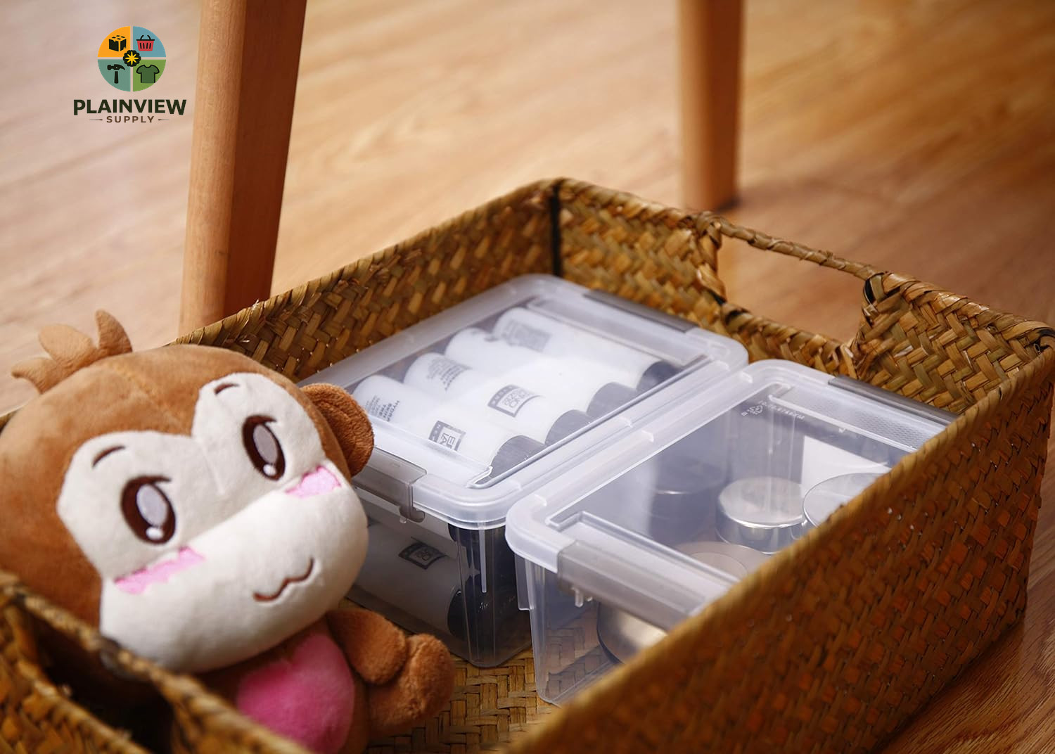 1.3 QT 10 Pack Small Storage Bins Plastic Storage Container Stackable Box with L