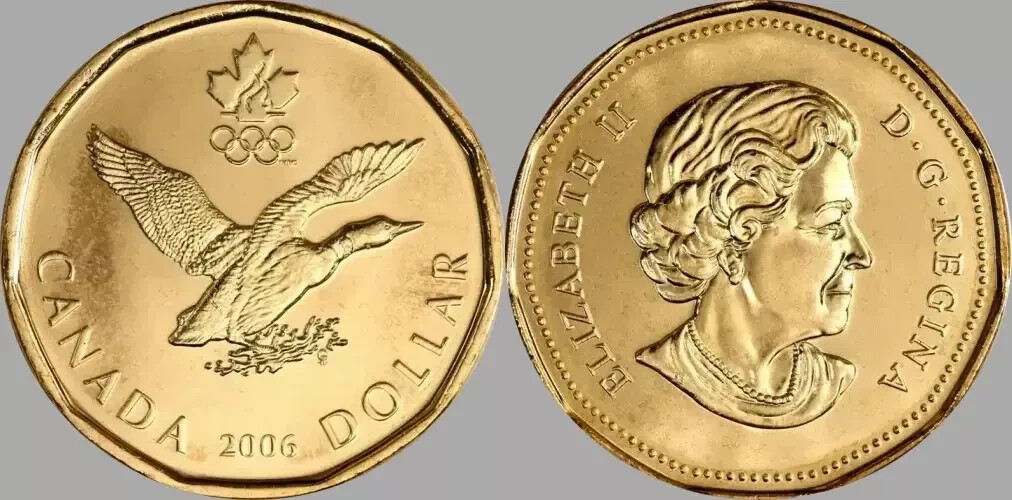2006 CANADA $1 "OLYMPIC" ELIZABETH II LOONIE ONE COIN FROM FRESH OPENED ROLL