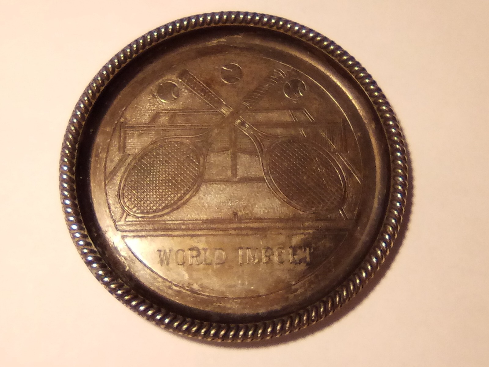 TENNIS SILVER PLATED DISH WORLD IMPORT GREAT FOR ANY OLDER COLLECTION!