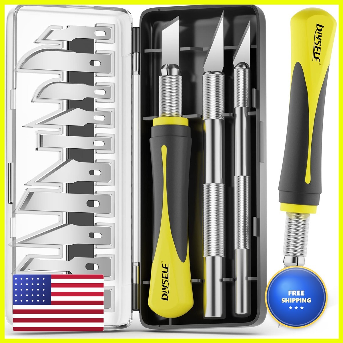 DIYSELF 16-Piece Exacto Knife Set with Magnetic Storage Case