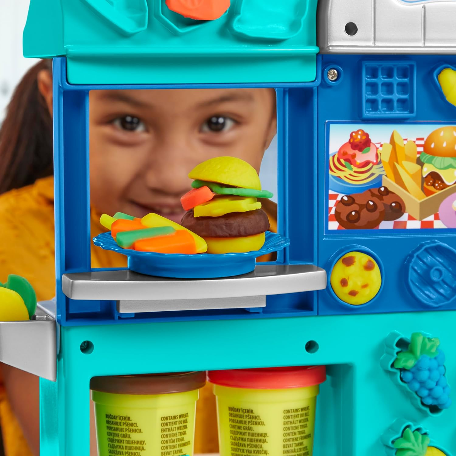Play-Doh Kitchen Creations Busy Chef'S Restaurant Playset, 2-Sided Play Kitchen