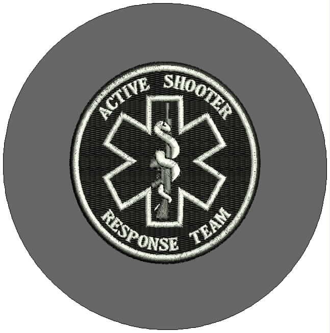 1 3x3 Active Shotter R T EMB  CHOULDER PATCH SEW ON  BACK BLK/WHIT gray