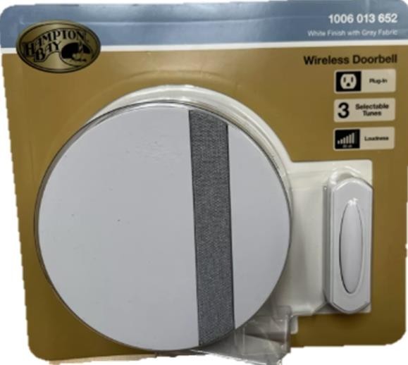 Hampton Bay Wireless Plug-In Doorbell Kit with Wireless Push Button White